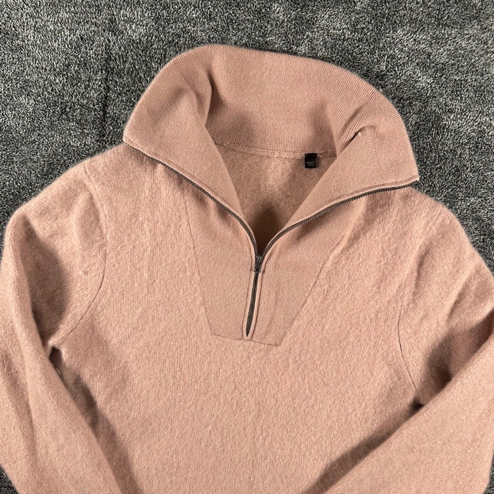 Vince Cashmere Sweater Women XXL (Fits S) Pink 1/4 Zip Mock Neck Pullover Luxury